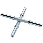 Solid steel dumbbell handles, adjustable, 14 inches long, designed for strength training and weight lifting.